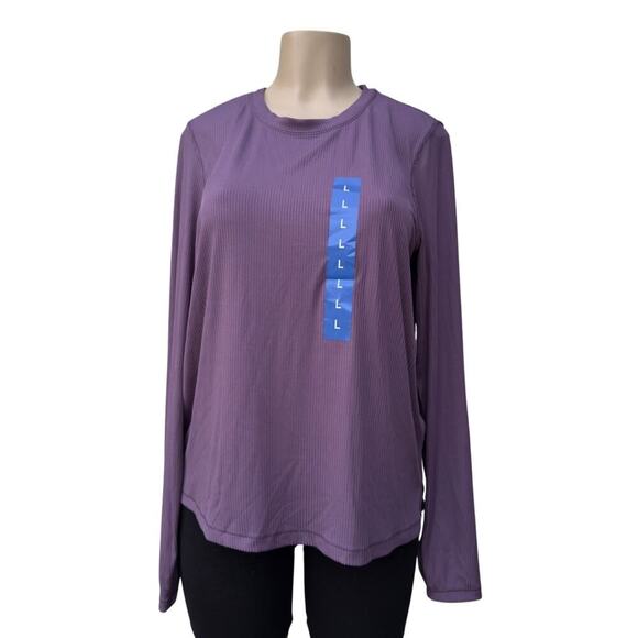 NWT Danskin Ladies' Ribbed Long Sleeve Active Top – Purple, Size L - Picture 4 of 11